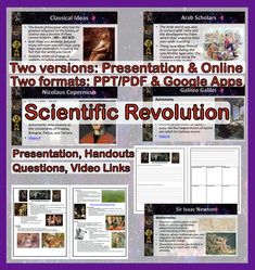 two versions of the scientific revolution powerpoint presentation and worksheet with text below