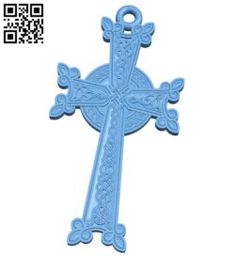 a blue plastic cross with an ornate design