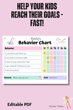 Help your kids learn good behaviour with this awesome tool! Personalize it with your child's name and set goals to get rewards. This chart is fully editable, motivational and inspiring! It also includes a blank version, if you would prefer to fill in by hand. Printable Behavior Chart, Behavior Chart For Kids, Kids Behavior Chart, Consequence Chart, Child Behavior Chart, Behavior Rewards, Reward Charts, Reward Chart Kids, Behavior Chart