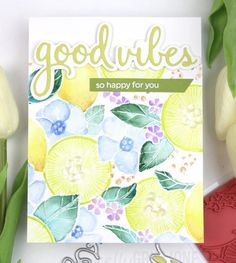 a close up of a greeting card with flowers