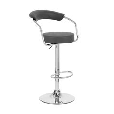 a black and chrome bar stool on a white background