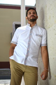 White embroidered guayabera shirt with colored embroidery details, ideal for parties, beach, weddings 100% cotton blanket looks elegant, fresh and modern White embroidered guayabera shirt with color embroidery details, ideal for parties, beach, wedding Cotton blanket 100% looks elegant, fresh and modern Beach Wedding Looks, Guayabera Shirt, Color Embroidery, Cotton Blanket, Beach Weddings, White Shirt Dress, Embroidery Dress