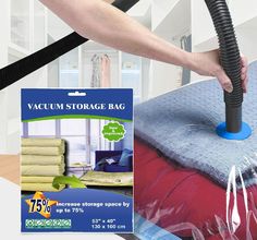 vacuum storage bag for mattresses and bedding in use with hand held vacuum cleaner