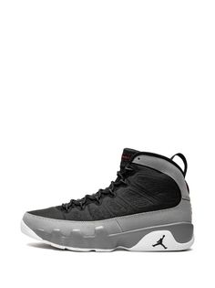 Jordan Air Jordan 9 Retro "Particle Grey" Sneakers - Farfetch Carbon Color Lace-up Sneakers With Boost Midsole, Gray Low-top Basketball Shoes With Rubber Sole, Modern Jordan Sports Shoes With Contrast Sole, Black High-top Sneakers With Contrast Sole For Jogging, Gray Sporty Basketball Shoes With Contrast Sole, Sporty Gray Basketball Shoes With Contrast Sole, Gray Basketball Shoes With Contrast Sole, Sporty Gray High-top Sneakers With Contrast Sole, Lace-up Jordan Shoes With Contrast Sole For Light Sports