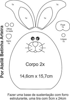 an easter bunny mask is shown with the measurements for it's face and ears