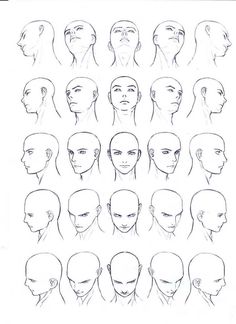 an image of various head shapes and hair styles on a white paper with the title how to draw heads