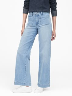 High-Rise Wide-Leg Patch Pocket Jean | Banana Republic Womens Straight Wide Leg Jeans, Highwaisted Straight Leg Jeans, Jeans Day For Teachers, Paperbag Wide Leg Jeans, Cheap High-waist Cotton Jeans, Best Mom Jeans High Waist, Cheap High-waist Jeans For Beach, Cheap High-rise Rigid Denim Bottoms, Cheap Wide Leg Jeans For Summer