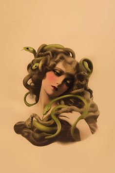 a woman with snakes on her head is shown in this digital art photo by person