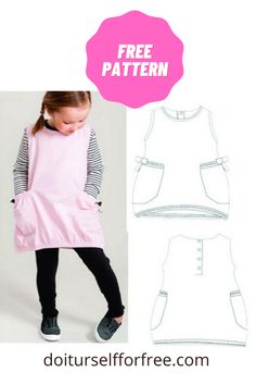 Tunic Sewing Patterns, Sewing Dress, Girls Tunics, Make Your Own Clothes, Fabric Purses, Sewing Projects For Kids, Sewing Patterns For Kids, Sewing For Beginners