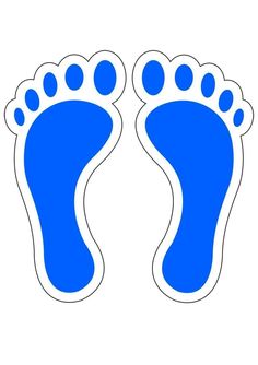 a pair of feet with blue footprints