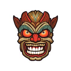 an image of a demon mask with big teeth