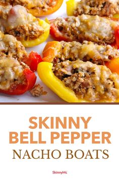 Skinny Bell Pepper Nacho Boats Pepper Boats, Pepper Nachos, Bell Pepper Recipes, Smart Points, Ground Meat, Recipe Video, Ww Recipes, Bell Peppers, Bell Pepper