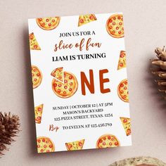 a pizza themed birthday party with pine cones