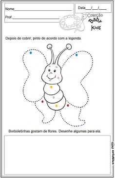 an insect worksheet for children to learn how to draw and color the butterfly