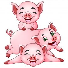 three little pigs sitting on top of each other