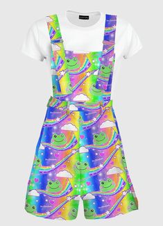 Kidcore Overalls, Plus Size Overall Shorts, Kawaii Overalls, Plus Size Overall, Clowncore Kidcore, Clown Aesthetic, Indie Girls, Kawaii Pattern, Plus Size Kawaii