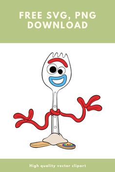 a spoon with a cartoon character on it and the words free svg, png