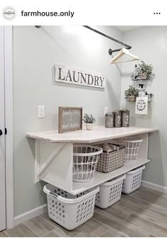 the laundry room is clean and ready to be used as a storage area for clothes