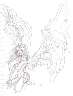 a pencil drawing of an angel with wings