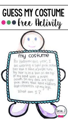 a poster with the words, guess my costume free activity for children to learn how to make