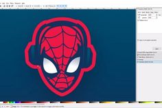 an image of a spiderman with headphones on it's face in the computer screen