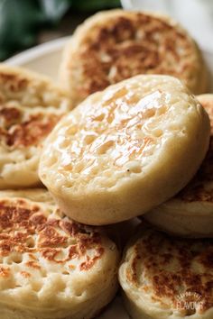 some biscuits are stacked on top of each other