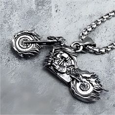 New! Men's Stainless Steel Ghost Rider Chopper Pendant with Steel Necklace was just added to eBay. Check it out! #eBay #eBaySeller Biker Necklace Men, Ghost Rider On Bike, Black Stainless Steel Skull Necklace, Black Nickel-free Skull Necklace, Nickel-free Stainless Steel Skull Necklace, Ghost Rider, Steel Necklace, Fashion Jewelry Necklaces, Necklace Length