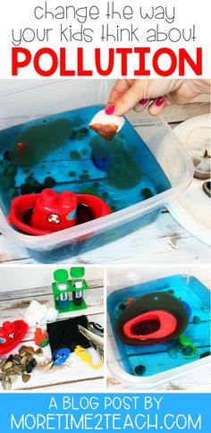 a collage of pictures showing how to use the pollution in children's crafts