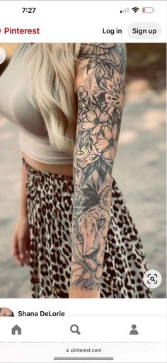 a woman with tattoos on her arm and leg is shown in an instagramture