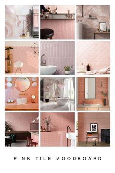 pink tile mood board with different colors and designs