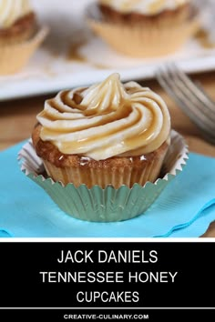 jack daniels honey cupcakes with frosting on top