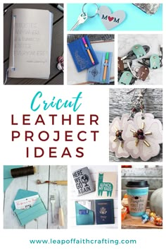 a collage of pictures with the words cricut leather project ideas