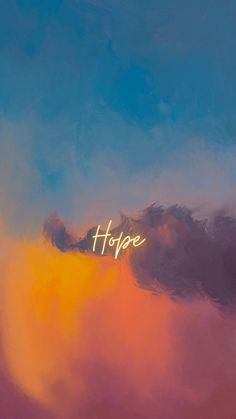 an abstract painting with the word hope written on it