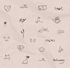 an image of many different tattoos on the back of a sheet of paper with words written in it