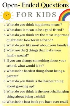 an open - ended question for kids with the words, what do you think happiness means?