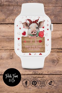 PIG, BACON, VALENTINE'S DAY, SMART WATCH, APPLE WATCH WALLPAPER, WALLPAPER Smart Watch Background Wallpaper, Shared Folder, Love Me Like, White Snowflake