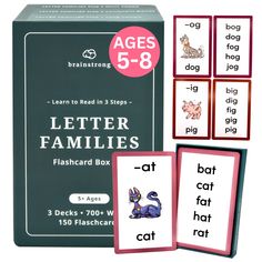 the letters and numbers are displayed in front of a box with matching cards for children to read