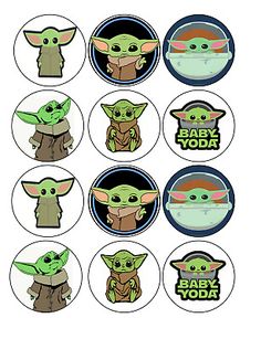 star wars baby yoda cupcake toppers with the characters on them in different colors