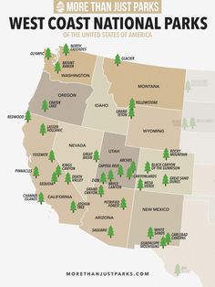 West Coast National Parks Map Oregon National Parks Map, West Coast National Parks, West National Parks Road Trip, United States National Parks, West Coast National Park Road Trip, National Parks Road Trip Map, Us National Parks Map