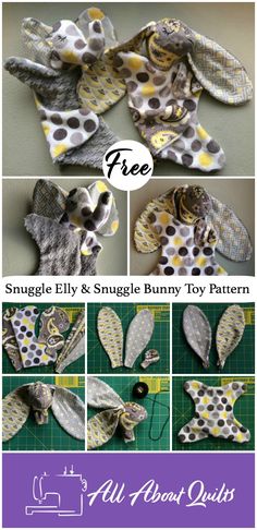 a collage of pictures showing how to sew an easy and simple bunny toy