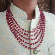 Enamel Red and Maroon color Groom Necklace in Metal Alloy studded with CZ Diamond Ruby Jewelry Necklaces Indian, Mala For Groom, Groom Mala, Ruby Jewelry Necklaces, Bollywood Jewelry, Pakistani Jewelry, Jewelry Pearl, Stone Beaded Necklace