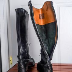 Tall Riding Field Boots Back Zip Ariat Heritage Zipper Black Leather

Great pair of Ariat Heritage tall riding boots! 

Size women's 6.5., Regular Calf, Height Med.

These are back zip field boots (adjustable laces in the front). 

Zipper is in great condition! 

Preowned, great condition with minor signs of wear - small creases in some places on the exterior (nicely broken in leather) & some marks on the inside leather.

Measurements (in inches):
Outside of widest part of calf 15.5, inside of w Ariat Womens Boots, Tall Riding Boots, Riding Boots, Front Zipper, Women's Boots, Black Leather, Exterior, Zipper, Signs