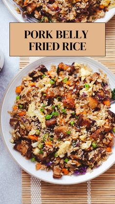 pork belly fried rice Pork Belly Stew Recipes, Japanese Pork Rice Bowl, What To Eat With Pork Belly, Pork Belly And Rice Recipes, Pork Belly Casserole, Pork Belly Risotto, Pork Belly Bowls, Pork Belly Bowl Recipe, Pork Belly Pasta Recipes