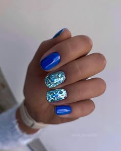 Manicure 2023, Blue Gel Nails, Simple Gel Nails, Manicure Ideas, Instagram Nails, Nail Designs Glitter, New Year's Nails, Manicure Y Pedicure, Chic Nails