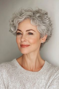 34 Age-Defying Short Pixie Hairstyles for Women Over 50 in 2024 – CreativeBooster Short Curly Silver Hair Over 50, Pixie Wavy Hairstyles For Women, Short Wavy Bobs For Older Women, Short Curly Grey Hairstyles For Women, Curly Pixie Haircuts Over 50, Short Grey Curly Hair Natural Curls, How To Style A Curly Pixie, Very Short Hair Styles Easy, Pixie Permed Hair