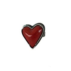 Heart Ring by Lisa Crowder (Gold & Silver Ring) Half Heart, Sweet Ring, Vitreous Enamel, Black Hearts, My Funny Valentine, Dope Jewelry, Red Jewelry, Unusual Jewelry, Enamel Ring