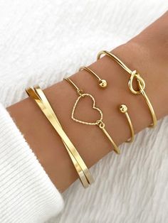 Letter Love, Boho Mode, Expandable Bangle Bracelet, Heart Letter, Gold Bracelet Set, The Bangles, Open Cuff Bracelet, Gold Armband, Bangle Bracelet Set