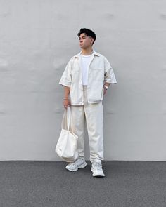 White Outfit Men Aesthetic, Prada Outfit Men, All White Outfit Men, All White Mens Outfit, White Ootd, Spiritual Fashion, Polo Shirt Outfits, Shirt Outfit Men, Mens Trendy Outfits