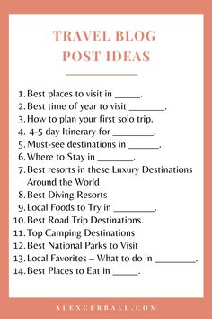 the travel blog post ideas list