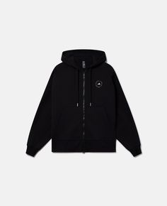 Discover Stella's Black/White Logo Zip Hoodie today. Free standard shipping is available on all orders. Shop online now. Stella Mccartney Logo, Black White Logo, Adidas By Stella Mccartney, Stella Mccartney Adidas, Cotton Logo, Jet Black, Black Hoodie, Zip Hoodie, Stella Mccartney